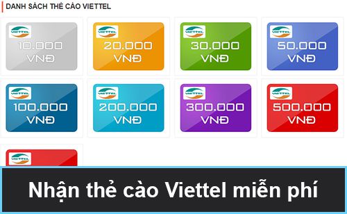 Nhận thẻ cào Viettel miễn phí qua hình thức online